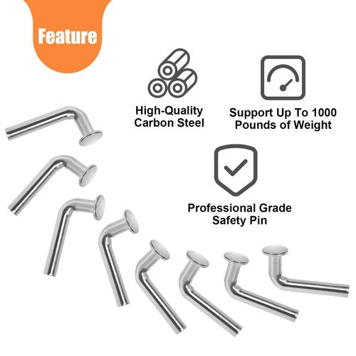 lukar 100Pcs Small Pallet Rack Drop Pin, M7*33mm, Top Hat*14mm Heavy Duty J Bolt Pallet Rack Safety Bolt for for Warehouse, Home or DIY Shelving