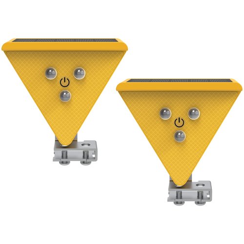 Aolyty Solar Warning Light, LED Flashing Safety Light Reflective Sticker, Dusk to Dawn Solar Powered Caution Strobe Lights Waterproof for Construction Site, Driveway, Beacon (Yellow)