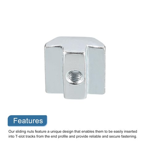 uxcell T Nuts, 20pcs - Nickel Plated Carbon Steel T Slot Bolts, 4040 Series M5 Hammer Head Fastener, Sliding T Nuts for Aluminum Extrusion Profile (Silver)