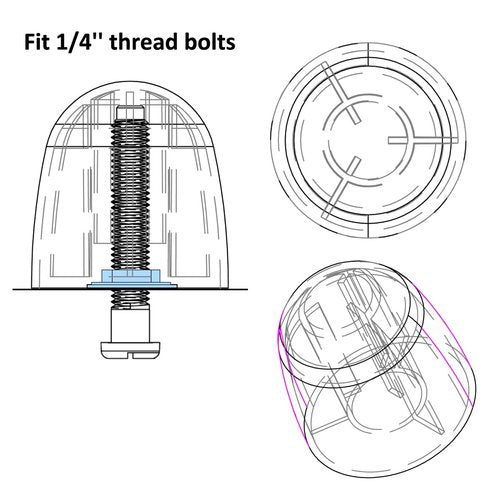 Toilet Bolt Covers Caps Decorative fit 1/4 inch Threaded Bolts, Toilet Floor Screw Bolt Covers