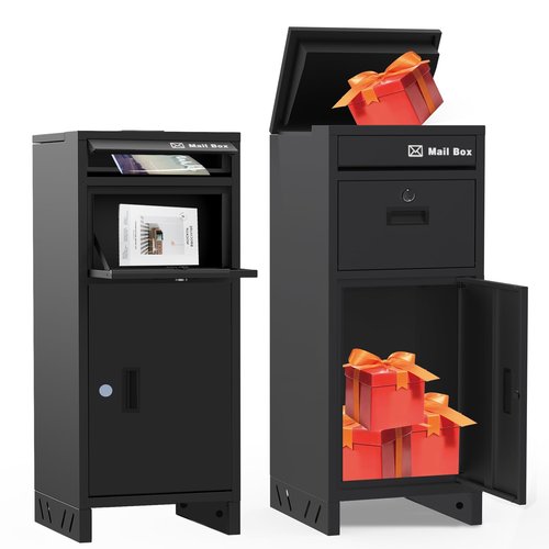 Package Delivery Box for Outside with Lock,37.8" H*15.8" L*15.8" W, Anti-Theft Design Parcel Drop Box is Rustproof and Rainproof, Outdoor Package box for Porch Ideal for Home/Office/Apartment (Black)
