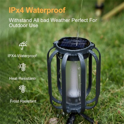 Solar Flameless Lantern, Solar Lantern Outdoor Light with Base, 4 Modes, with Tripod, Can Be Hung or Placed , Auto On/Off Sensor – Candlelight, Warm & White, for Camping, Garden Decor (1Pcs)