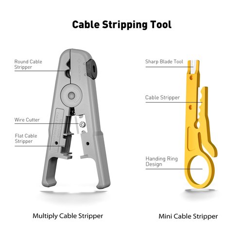 Cat7 RJ45 Crimping Tool, Cat 7 Cat6 Cat5 Pass Through Ethernet Crimping Tool Kit, Network Crimping Tool With Cable Tester, Multiply Stripper, Blades,50Pcs Cat 6 Connectors and Strain Relief Boots