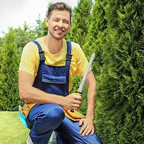 Stainless Steel Garden Knife with 11" Blade with New Handle, Double Side Utility Sod Cutter Lawn Repair Garden Knife with Nylon Sheath (YELLOW)