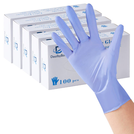 DealbyBox 500 Pack Disposable Gloves, Powder-Free, Latex-Free, Nitrile Gloves for Cooking, Food Prep, Household Cleaning (Blue, Large)