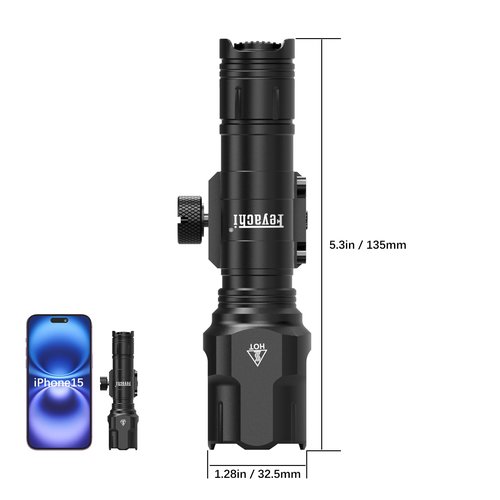 Feyachi WL25 1200 High Lumens Tactical AR Flashlight LED Light with Pressure Switch & Fixed Picatinny Rail Mount, 3 Modes - High/Low/Strobe