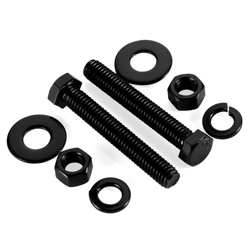 1/4-20 x 3 Hex Head Screws Bolts, Nuts, Flat & Lock Washers, Fully Threaded, Stainless Steel 18-8, Black Finish, 8 Sets