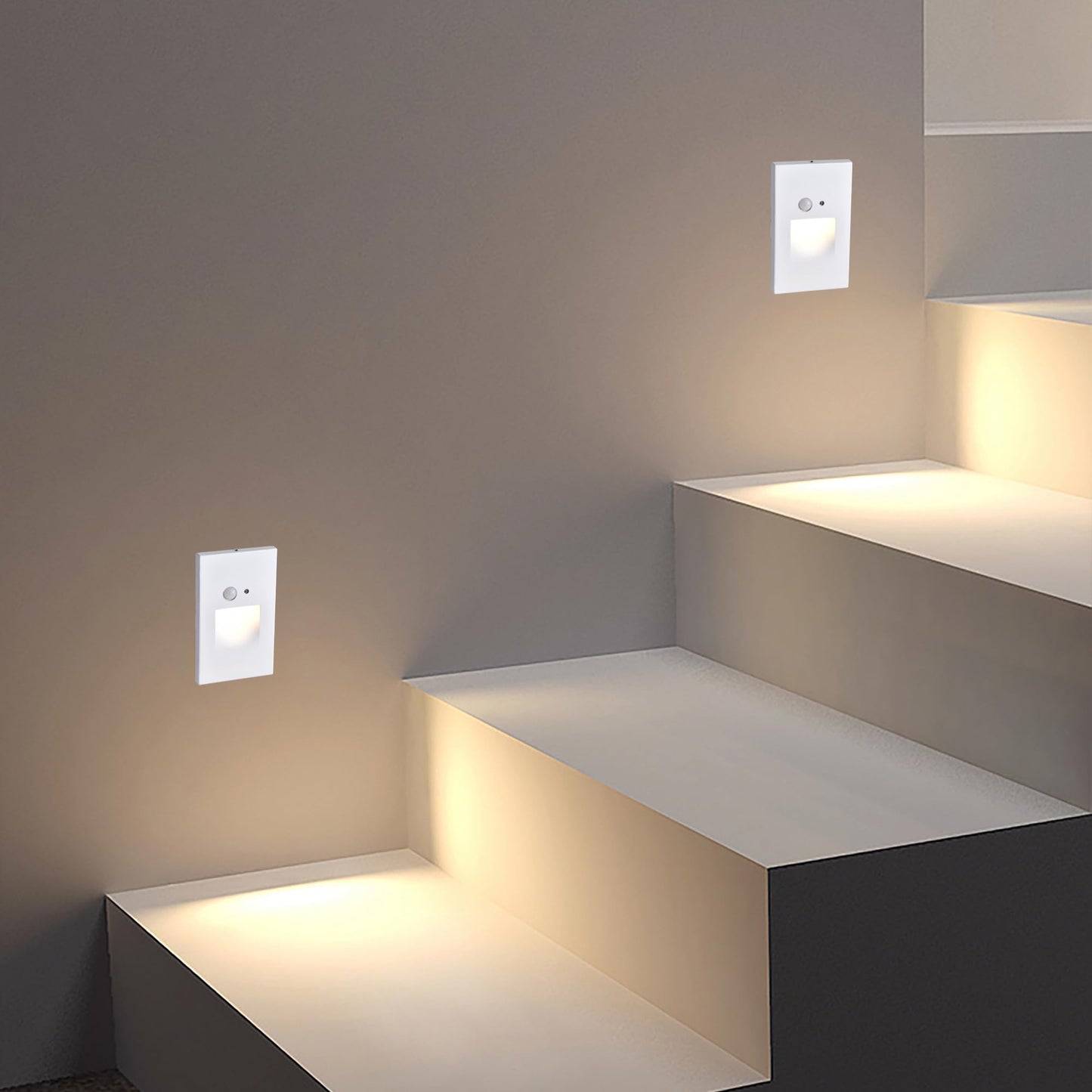 Edvivi Hardwired LED Step Light, Indoor/Outdoor 3000K White Vertical Stair Lighting Fixture with Motion and Photocell Sensor, Wet Location and Dimmable Step Lights for Stairway Pathway Patio, 1-Pack