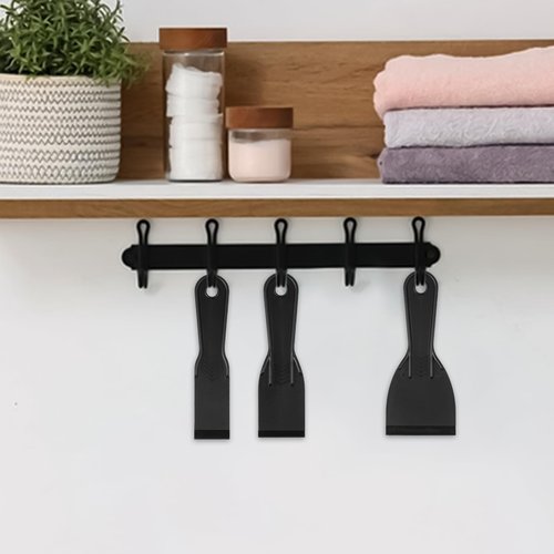 LIQWEI 6 Pcs Plastic Putty Knife, Flexible Paint Scraper Tool, Black Spackle Tool Puttys Knifes Set for Repairing Walls, Pasting Plaster, Scraping Putty Plastic Puttys Knife Scraper