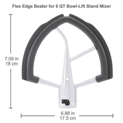 Flex Edge Beater for Kitchen Aid Mixer 6 Quart Bowl-Lift Stand Mixer Bowls, 6 QT Flat Edge Beater with Flexible Silicone Edges Bowl Scraper