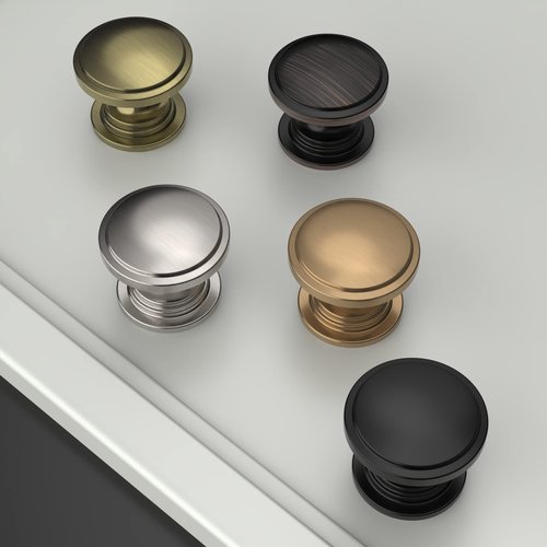 Amerdeco 10 Pack 1-1/4 inch Kitchen Cabinet Knobs Champagne Bronze Cabinet Knobs Bedroom Dresser Gold Round Drawer Knobs Single Hole Cabinet Pulls