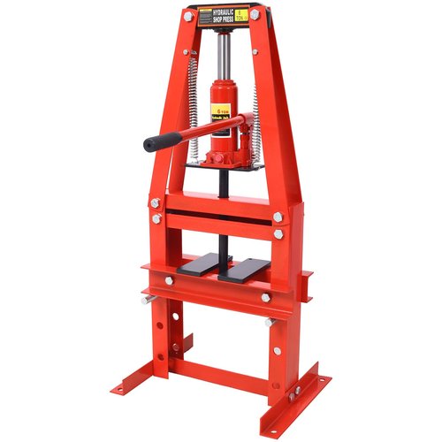 6 Ton Hydraulic Press, 6 Ton Benchtop Hydraulic A-Frame Shop Press with Press Plates Adjustable Working Table Height, Hydraulic Shop Press for Car Repair and Garage, Red