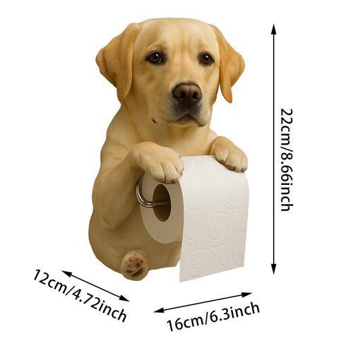 2025 New Dog Toilet Roll Holder, Puppy Theme Wall Mounted Paper Holder Bathroom Decor, Puppy Statue Toilet Paper Holder for Hotel Kitchen Dorm Home RV Restroom (F)