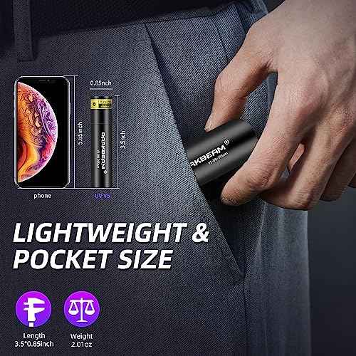 DARKBEAM Flashlight UV Black Light 395 NM, Mini but Powerful USB- C LED Rechargeable Woods Lamp, Ultraviolet Flashlights for Pet Dog Urine, Stains Detection/Resin Curing/Fluorescent Agent