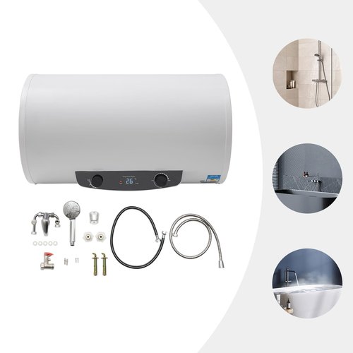1500W Instant Water Heater Electric Water Heater 70L Wall-Mounted Tank Home Bathroom Shower White