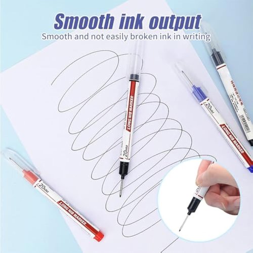 Surpassdo Long Nose Markers, 20mm Long Head Deep Hole Marker Pens, Multi-Purpose Reach Colorful Smooth Ink Markers, Quick-Dry Waterproof Scriber Set for Construction Wood Metal (White, 2 sets)