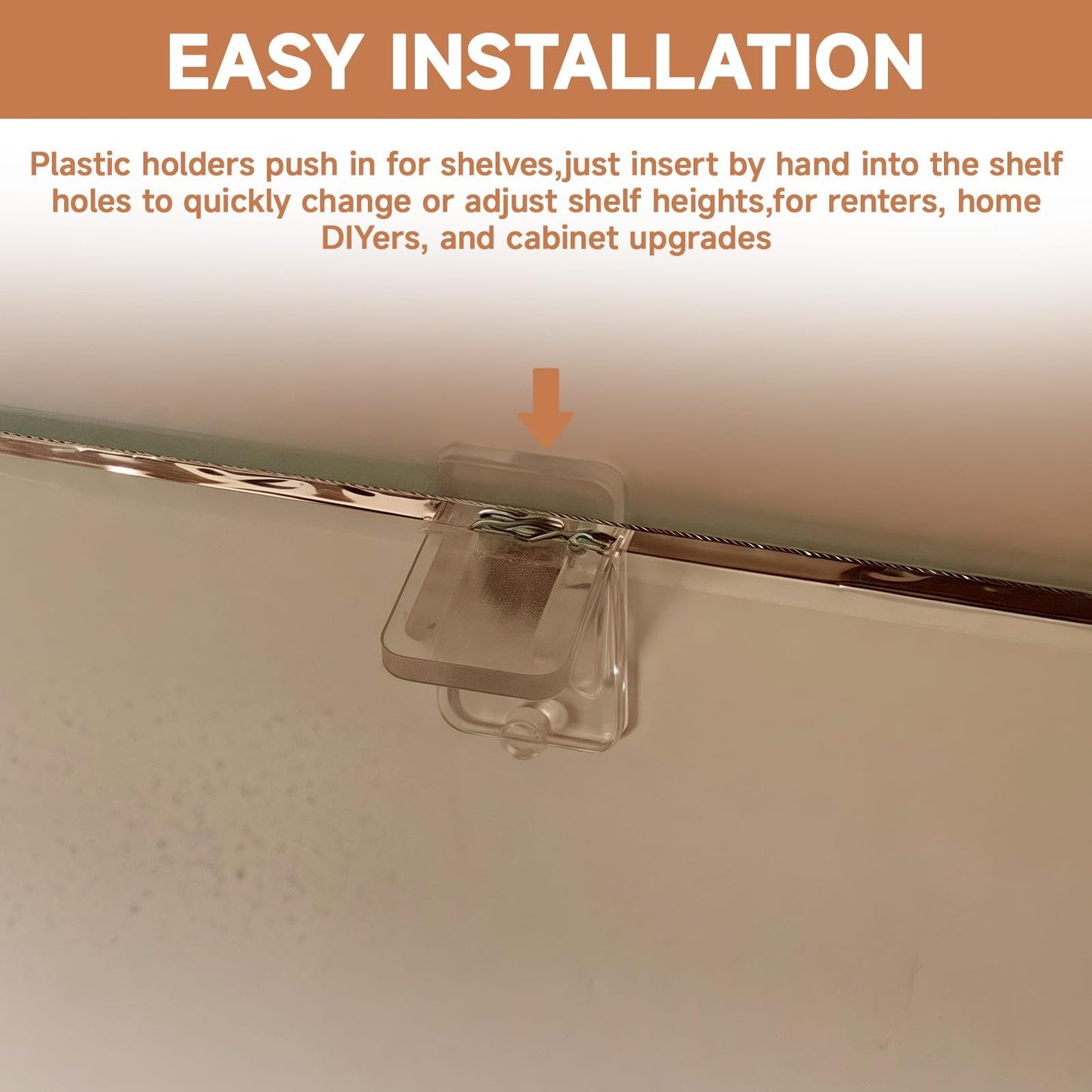 Cutetool (50 Pack) U10136 Shelf Support Pegs 1/4 Inch, Clear Plastic Cabinet Shelf Holders, L-Shaped Support Pins for Bookcase, Cabinet, Furniture 6.35mm Shelf Holes