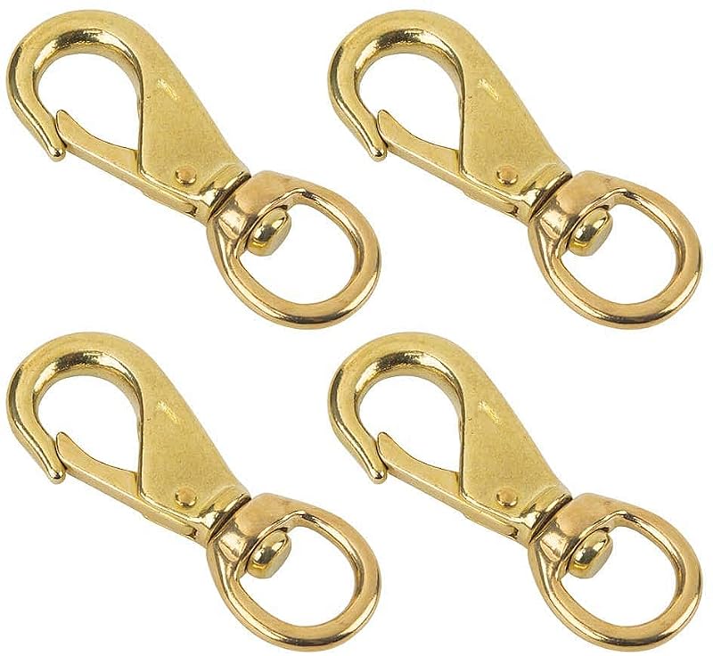 Solid Brass Swivel Snap Hooks Clips 3¼ Inch Heavy Duty Hardware Pack of 4