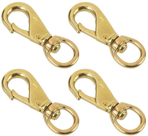 Faneta 3-1/4 inch Solid Brass Swivel Snap Hooks Clips with 3/4 inch Swivel Eye, #1, for Scuba Diving, Flag Pole, Lines, Bags, Belting, Leashes, Straps, etc. (Pack of 4)