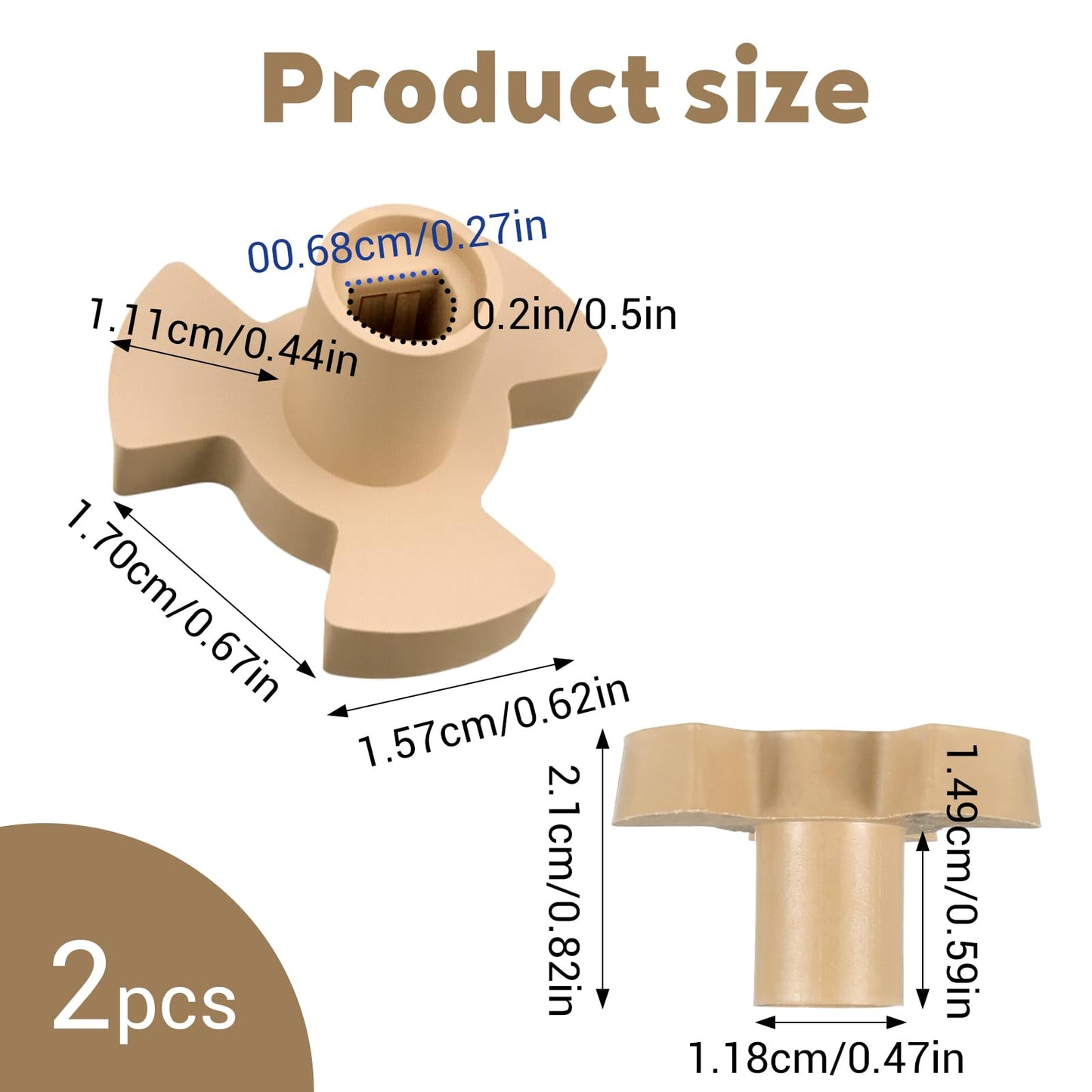 2 PCS Microwave Turntable Coupler, Microwave Oven Turntable Roller Guide Support Glass Tray Drive Coupling Replacement, Microwave-Oven Roller Guide Support for Microwaves Plates Shaft Length 0.59inch