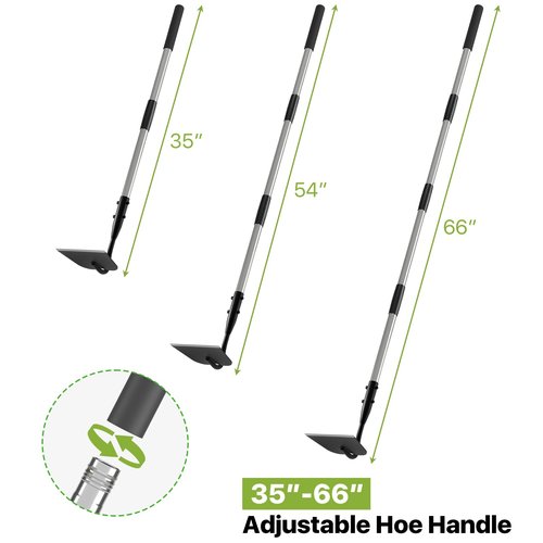 MANXRKUI Draw Hoe Garden Tool, Heavy Duty Garden Hoes for Weeding Long Handle, Easy Stand Up Scraping Weeder Tool for Garden, 5.5 FT Adjustable Weed Hoe with 6-inch Wide Welded Blade