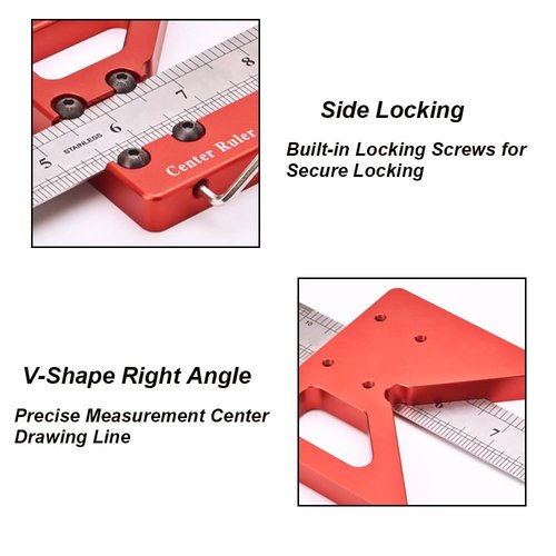 Begot Aluminum Alloy Circle Center Finder 45/90 Liner & Circle Scribe Marker Measuring Tool Woodworking Center Line Ruler for DIY Projects