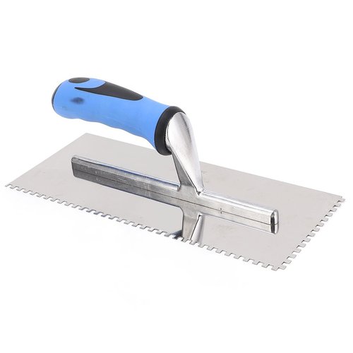 4mm Square Notch Trowel Stainless Steel Hand Notch Trowel with Soft Handle for Cement Concrete Masonry Tile Installation