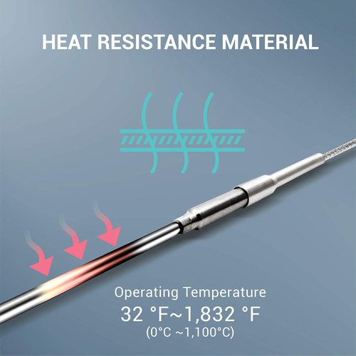 PerfectPrime TL1915SL K-Type Inconel 600 Flexible Thermocouple Temperature Sensor Probes -40~2012°F, 1.6mm / 150mm