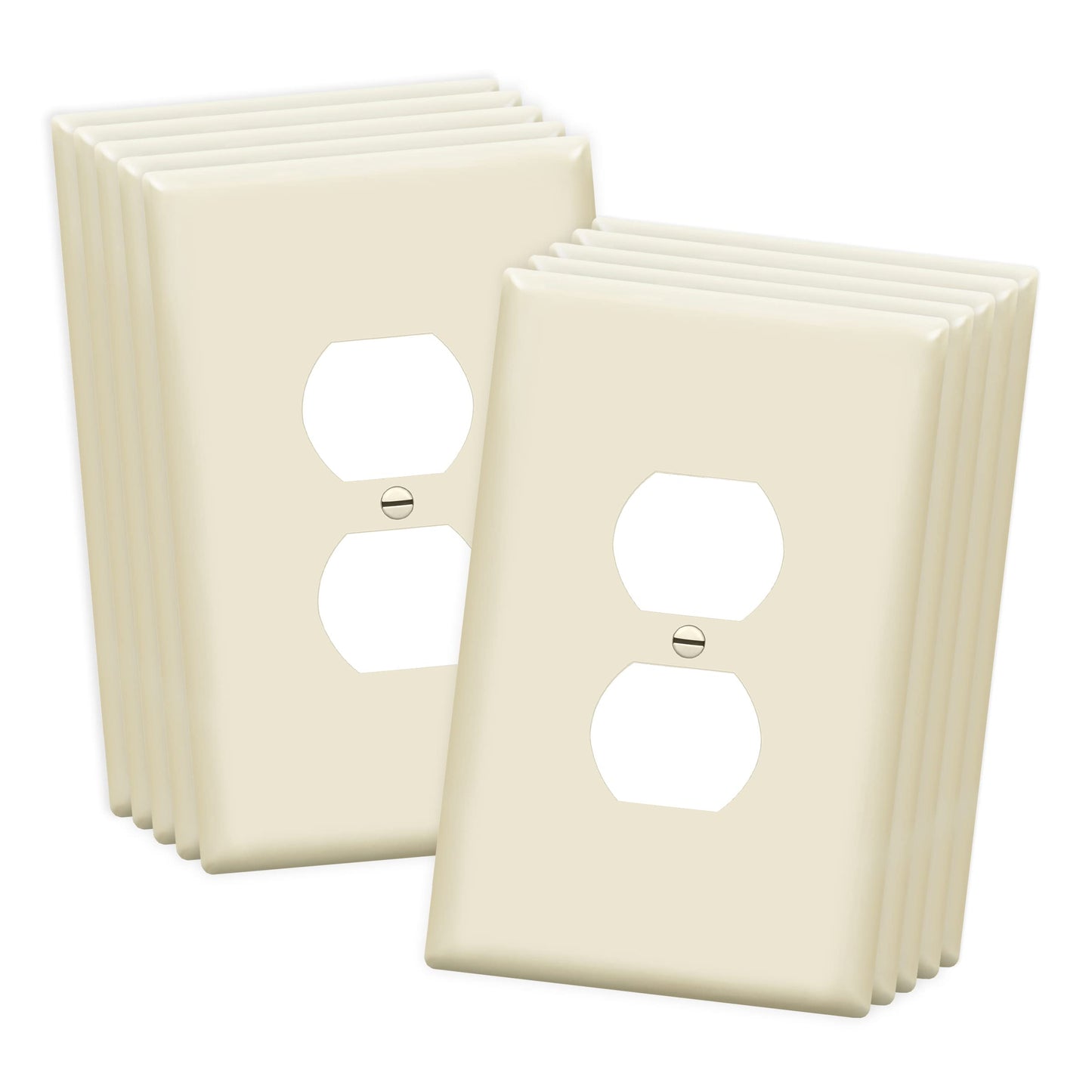 ENERLITES Duplex Receptacle Outlet Wall Plate, Jumbo Electrical Outlet Covers, Gloss Finish, Oversized 1-Gang 5.51" x 3.50", Polycarbonate Thermoplastic, 8821O-LA-10PCS, Light Almond, 10 Pack