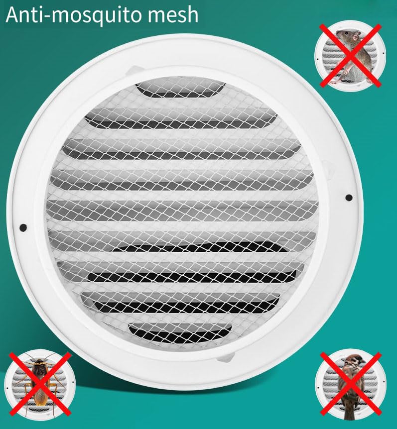 4" Vent Round Cover, Stainless Steel Wall Round Vent Hole Ventilating Cover, Air Ventilation and Exhaust Wall Vent Outlet Hood, HVAC Ducting Vent Cover (White 1Pcs)