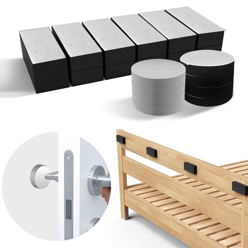 Furniture Wall Protectors,30Pcs EVA Foam Headboard Stoppers for Wall,Bed Stoppers for Headboard,Door Stop Wall Protector,Rectangular 10Pcs (20mm Thick)+12Pcs (3mm Thick) Rounded 8Pcs（10mm Thick）