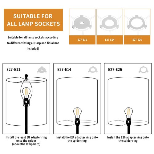 Small Lampshades Set of 2, White Linen Drum Lampshades, 8.66" Top x 8.66" Bottom x 7.87" High Lamp Shade, Lamp Shades Replacement for Table and Floor Lamps, Pendant Light, Handcrafted, Easy Assembly