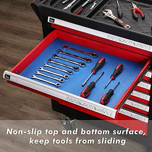 CASOMAN Professional Tool Box and Drawer Liner, Blue, Easy Cut Non-Slip Foam Rubber Toolbox Drawer Liner Mat - Adjustable Thick Cabinet Liners, 18inch (Wide) X 24feet (Long)