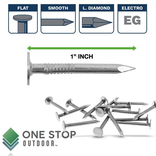 (200 Pack) 1 Inch - Galvanized Roofing Nails Professional Grade - Used to fasten roofing felt, asphalt singles & insulation board (200)