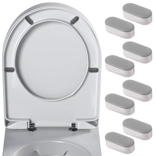 8 Pcs Toilet Seat Bumper for Bidet, Adhesive Toilet Seat Bumper for Use with Bidet Universal Grey Buffer Spacers (4.5 x 2 x 1.6 cm)