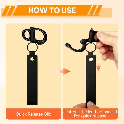 Scba Mask Quick Release Clip with Leather Handle, Firefighter Accessories Tools for Quick Release, Marine Grade 316 Stainless Steel Quick Release Clip Snap Shackle for Sailboat, Rigging (2PCS)