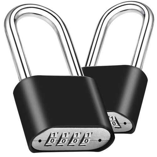 Faburo 2pcs Combination Lock, 4-Digit Heavy Duty Combo Lock, Combination Padlock Outdoor Waterproof Gate Locks for Outdoor Fence, Locker, Sheds, Gym, Gate Hasps (2pcs, Long Shackle)