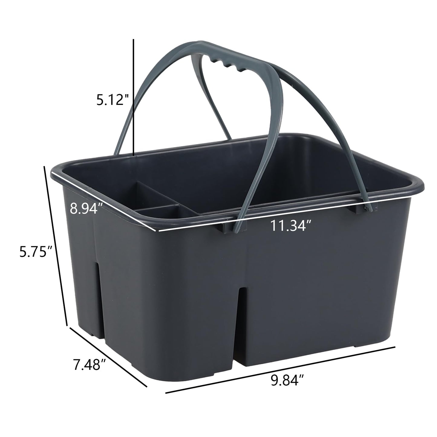 Zerdyne Plastic Cleaning Caddy with Handle, Plastic Cleaning Tote for Cleaning Supplies, Small Classroom Caddy, Gray