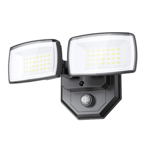 Onforu 32w 3200LM Dusk to Dawn Outdoor Lighting,6500K Dual-Head Flood Light Outdoor with Photocell,IP66 Waterproof Security Lights,Exterior Daylight Off and Night On Black Wall Light for Patio Garden