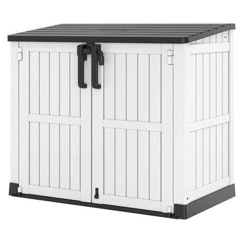 LHBGO Outdoor Resin Storage Shed 36 Cu. Ft. Garden Horizontal Storage Large Capacity Weather Resistant Storage Box, Lockable Resin Waterproof Shed for Garbage Cans, Garden Tools