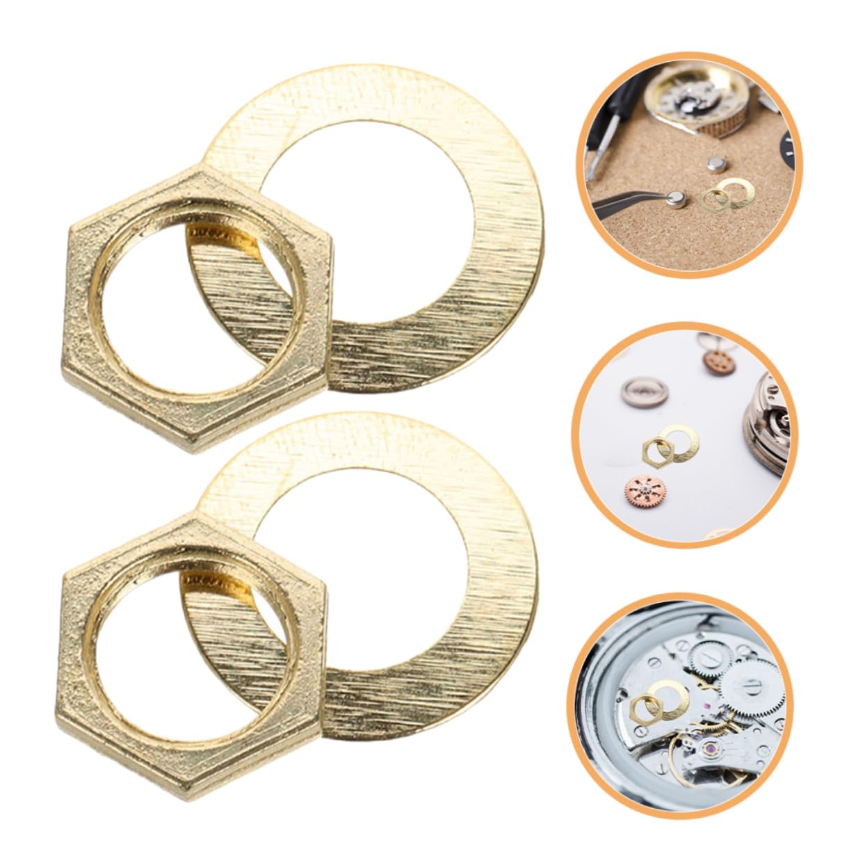 Unomor 10 Sets of Nut and Washer Wall Clock Repair Kit Quartz Mechanism Fittings for DIY Clock Assembly Replacement Parts for Clock Maintenance and Repair