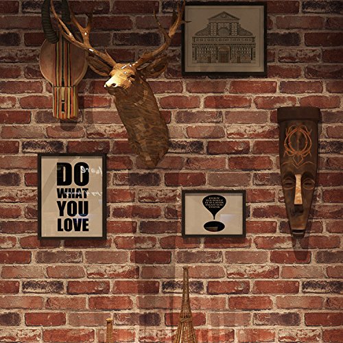 Okydoky Rustic Red Brick Peel and Stick Wallpaper, Self-Adhesive, Vinyl Waterproof, Vintage, No.57104-3