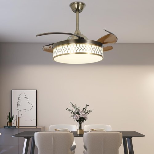 HREHGHGI 42" Ceiling Fan Light Combo with Remote Control 6 Speeds & Adjustable Color Temp Reversible for Year-Round Use (Brown)