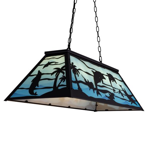 Wellmet Tiffany Pool Table Light 4 Lights, Game Room Billiard Table Lights, Modern Dining Room Chandeliers for Kitchen Island, Cabin, Dolphin Style (Blue)