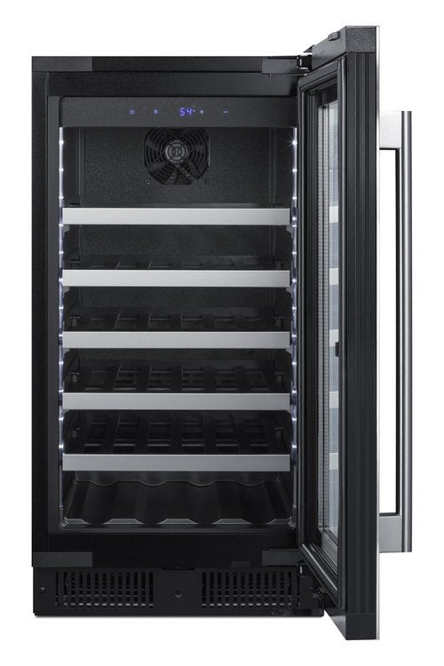 Summit 18” Wine Cellar, Built in Wine Refrigerator, 29 Bottle Capacity, Single Zone Wine Cellar, Stainless Steel & Glass- CL18WC