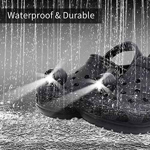 Vergissm Rechargeable Headlights Compatible with Croc, 2 PCs LED Lights, Waterproof Hands Free Flashlights for Kids Adults, Novelty Shoe Lights for Camping, Dog Walking (Black)