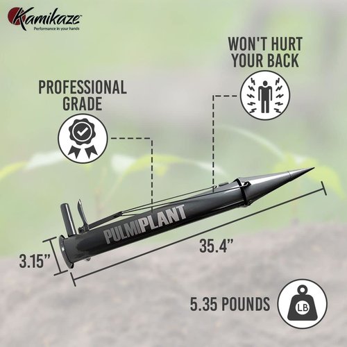 Kamikaze Bulb Planter Tool - Heavy Duty Vegetable Bulb Planter for Soft Loam Soil, Durable Double Handle with Reinforced Tip. Professional Grade Steel Garden Tool, Easy Use for Planting Bulbs