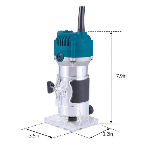 Wood Router,Router Tool Wood Trimmer Router Electric Hand Trimmer Laminate Milling Engraving Hand Machine Joiner Tool Electric for Slotting Trimming Carving 110V 800W 30000R/MIN(Blue)