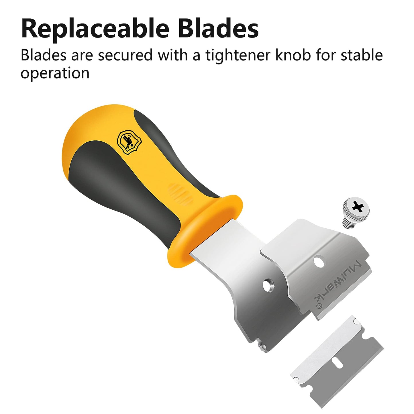 MulWark Razor Blade Scraper | 2 Handles Razor Scraper Set With Extra 12pcs Blades Heavy Duty Paint & Glass Scraper Tool With Extendable Handle for Windows, Oven Cleaning & Surface Prep