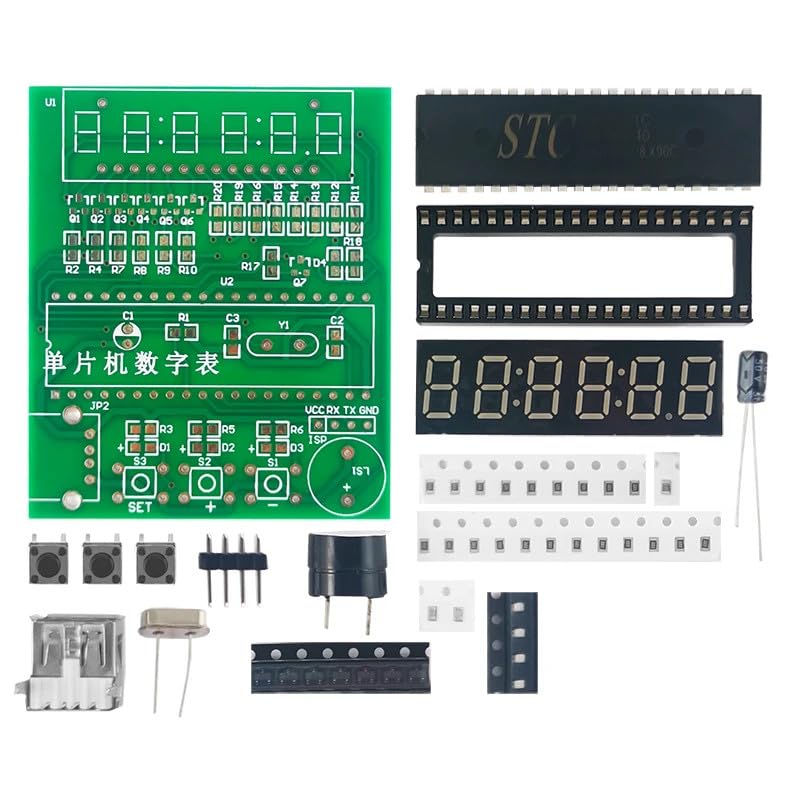 New 2024 Digital Clock Control System 51 Single-Chip Microcomputer Digital Watch Electronic Production DIY Electronic Kits Clock Accessories